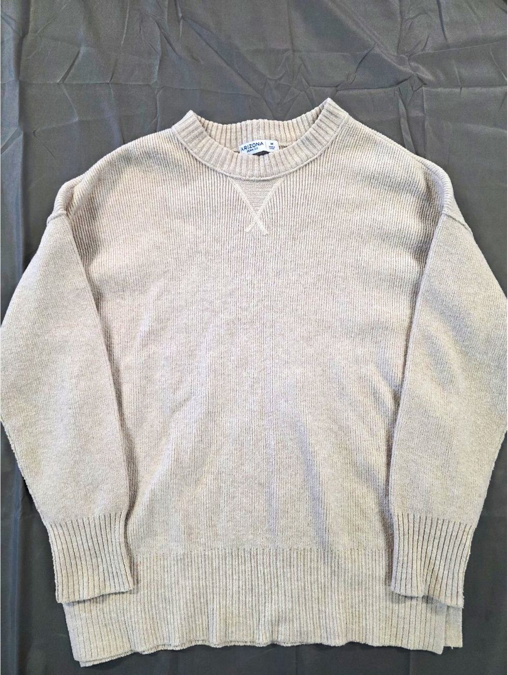 Arizona Jean Co Beige Women's Ribbed-Knit Pullover Sweater Size M